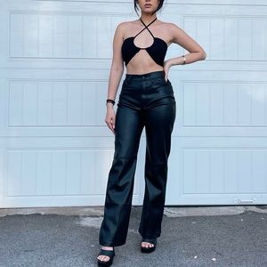 Hollister Faux leather straight leg pants